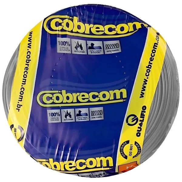 Cabo Flexicom de Cobre 4,0mm 750 Volts Cinza com 100 Metros 1150608401 Cobrecom Cabo Flexicom Ci