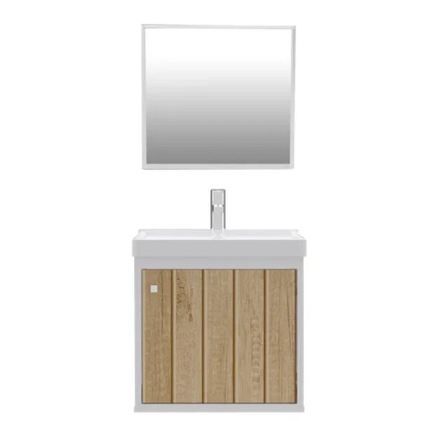 Conjunto Gabinete Para Banheiro Com Lavatório E Espelheira Canis Branco Berlin Ripado Cerocha