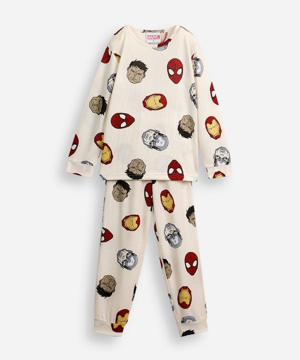 pijama longo infantil os vingadores off white 10