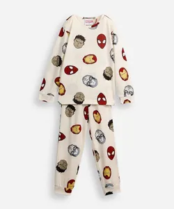 pijama longo infantil os vingadores off white 12