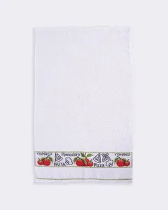 Pano De Copa Gourmet 45 x 70cm com Bordado Estampa Sortidas Branco UN
