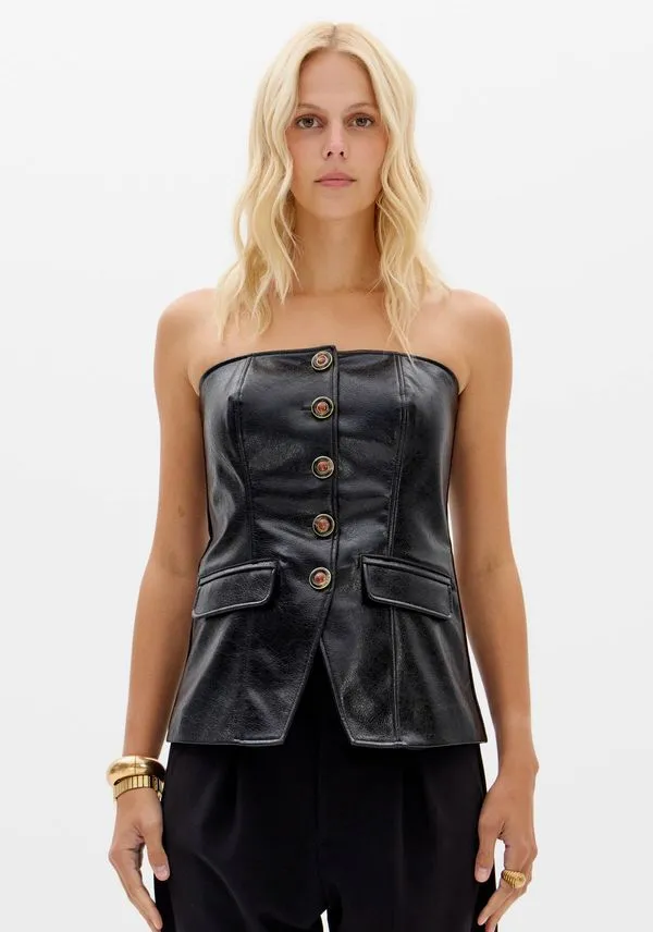 Blusa Corset Com Botões Preto M