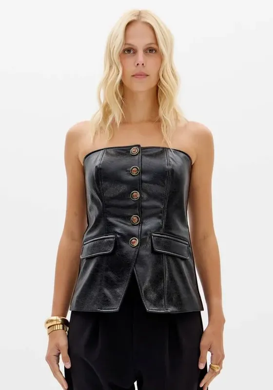 Blusa Corset Com Botões Preto M