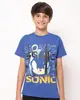 Camiseta Juvenil Algodão Sonic Manga Curta Azul 18