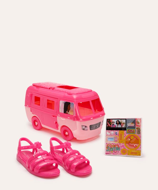 sandália grendene infantil com brinde barbie rosa 31