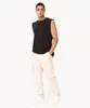 calça de sarja wide leg cargo bege claro 40