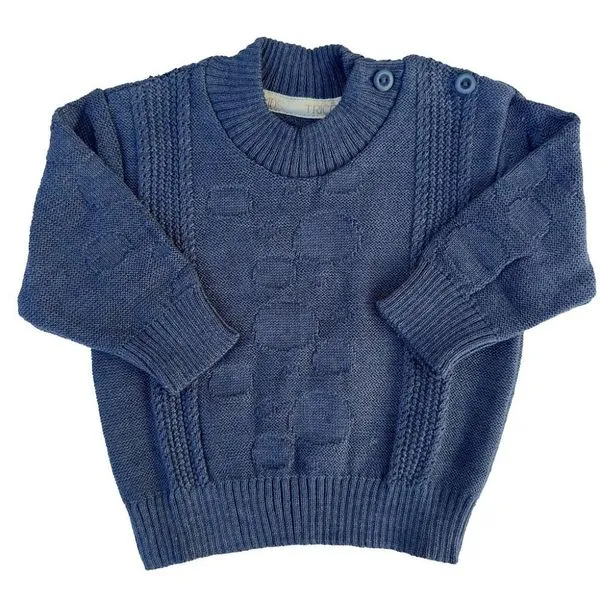 Blusa de Tricô Bernardo Tramas Azul Mescla P