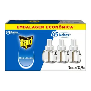 Repelente Elétrico Líquido Raid 45 Noites Refil 3 Un 32,9ml