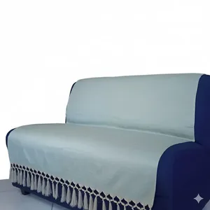 Manta Xalé para Sofá sala Dourada com Turquesa Poa 1,40x1,80