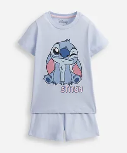 pijama curto infantil de algodão stitch azul 6