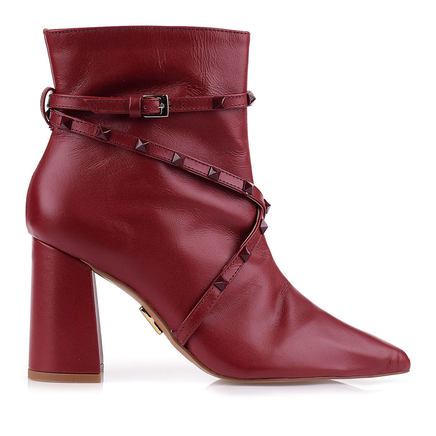 Bota Salto Médio Veneto Couro Wine