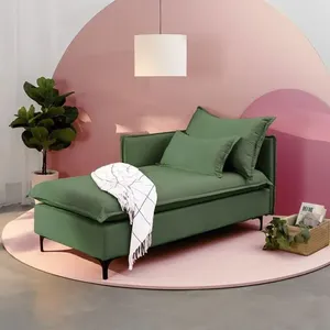 Sofá Modular Chaise Braço Lateral com Pé Metal Sôma CabeCasa MadeiraOriginals Verde Verde