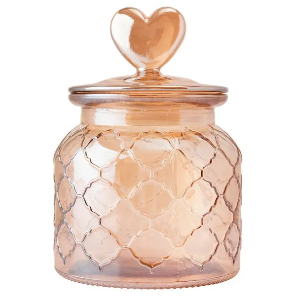 Pote Hermético Decorado Coração Vidro P 11x11x15cm 600ml LM1965 - honeyhome