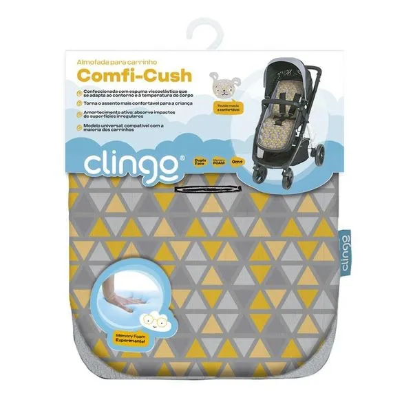 Almofada Para Carrinho Triangulos Cinza - Clingo