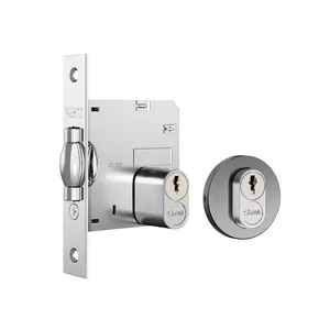 Fechadura Externa Roseta Redonda Trinco Rolete 45MM 1005 Inox Cromado