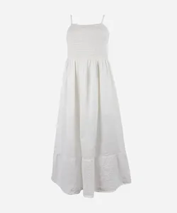 vestido midi juvenil de algodão com recorte texturizado off white 10
