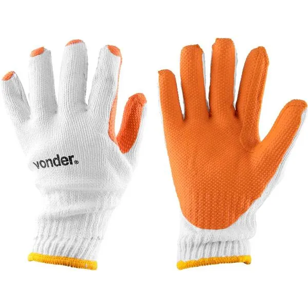 Luva de malha com látex MLV 9001 cor laranja tamanho 9 - VONDER