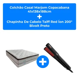 Kit Colchão Casal 41x138x188cm Marjom Copacabana + Chapinha Taiff Red Bivolt 200° Preto