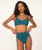 biquíni calcinha hot pant texturizada corda com proteção uv50 verde escuro G