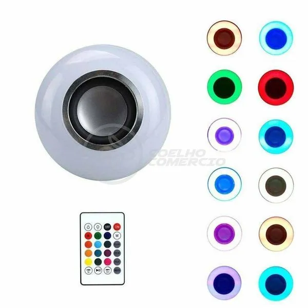 Lâmpada Led 12W E27 Rgb Colorida Com Caixa De Som