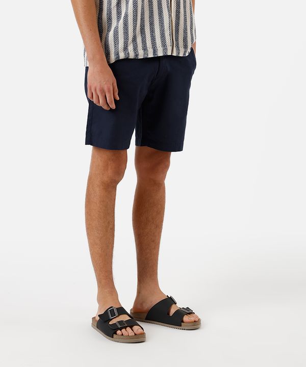 short de alfaiataria masculino com linho azul 42