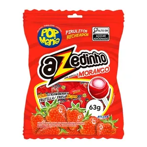 Pirulito Recheado Pop Mania Azedinho Morango 63g 1326 - Riclan