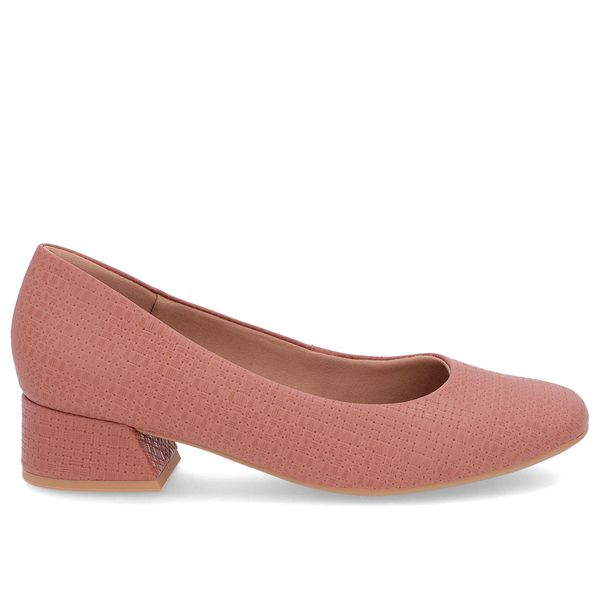 Scarpin Rosa Salto Bloco Couro Básico 37