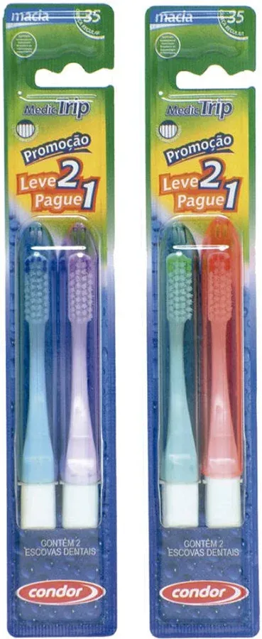 Escova Dental Condor Trip Pack 2 Unidades Macia