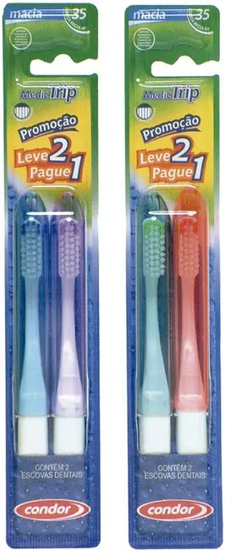Escova Dental Condor Trip Pack 2 Unidades Macia