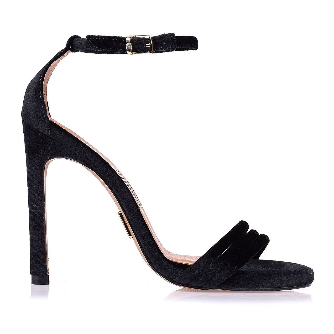Sandália Salto Alto Velours Preto