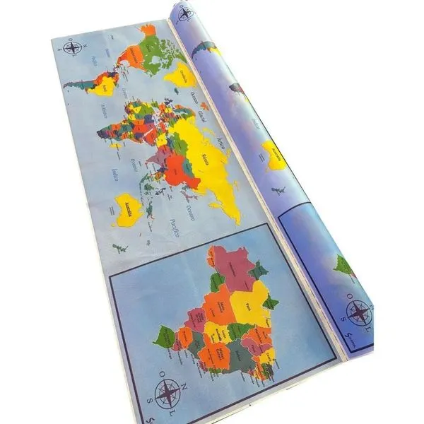 Painel Educativo Supper Mapa Mundi Pi em TNT Estampado 40g 1,40m Rolo com 25 Metros Painel Educativo Supper Mapa Mundi Pi TNT Estampado 40g 1,40m 25M