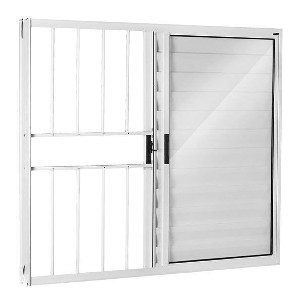 Janela Veneziana de Alumínio 100x150 Direita com Grade Branco Ecosul Esquadrisul