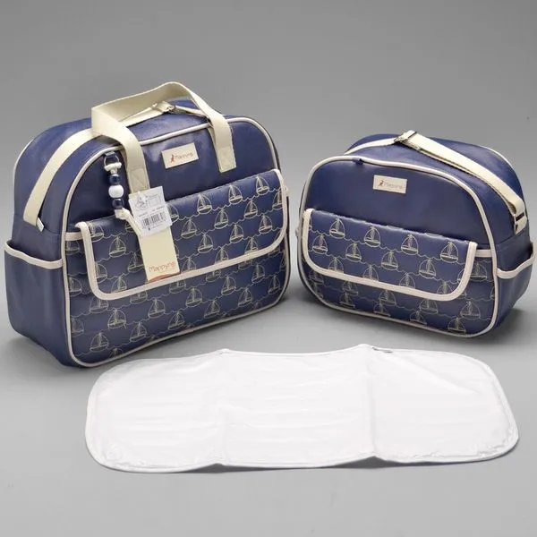 Kit Bolsa Com Trocador Colônia - 4307C Barquinho Marinho