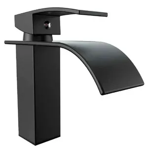 Torneira Lavabo Cascata Monocomando de Mesa Bica Baixa Latão Cromado Preta BAR-004 Stillus Home Torneira Lavabo Cascata Monocomando de Mesa Latão Preta BAR-004 Stillus Home
