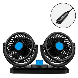 Mini Ventilador Duplo Automotivo de Mesa Ajustável 5 Pás 2 Velocidades Azul para Painel 12V Ventilador Duplo Veicular Azul 6.5W 5 Pás 1 Velocidade Mini Automotivo Ajustável 12V