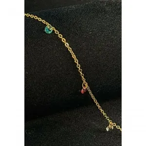 Tornozeleira Floratta Joias com Zircônias Coloridas Banhada em Ouro 18k 23CM Dourado Feminino Tornozeleira Floratta Joias Zircônias Coloridas Ouro 18k 23CM Dourado