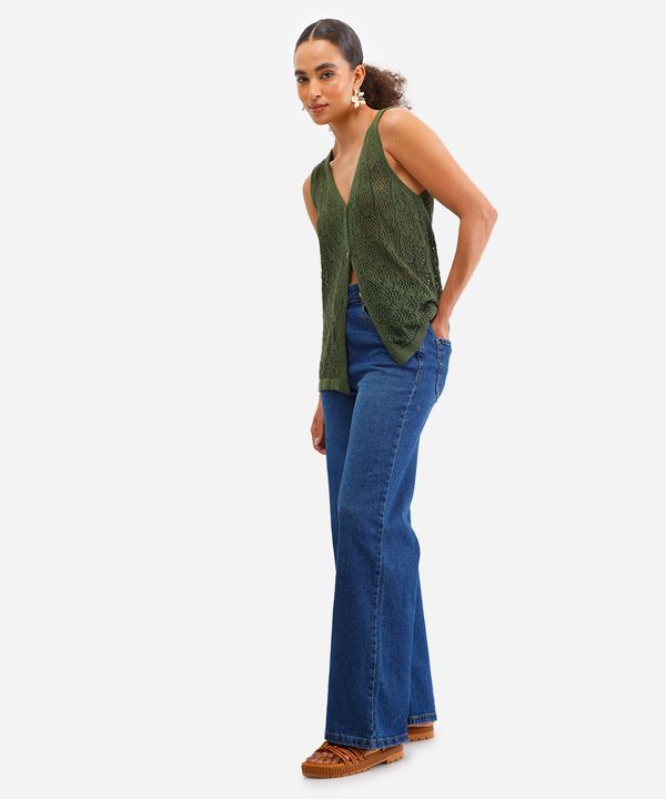 calça wide leg feminina jeans azul 46