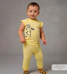 Conjunto Body Tigrinho - 1138 De 0 a 12 meses Amarelo - RN