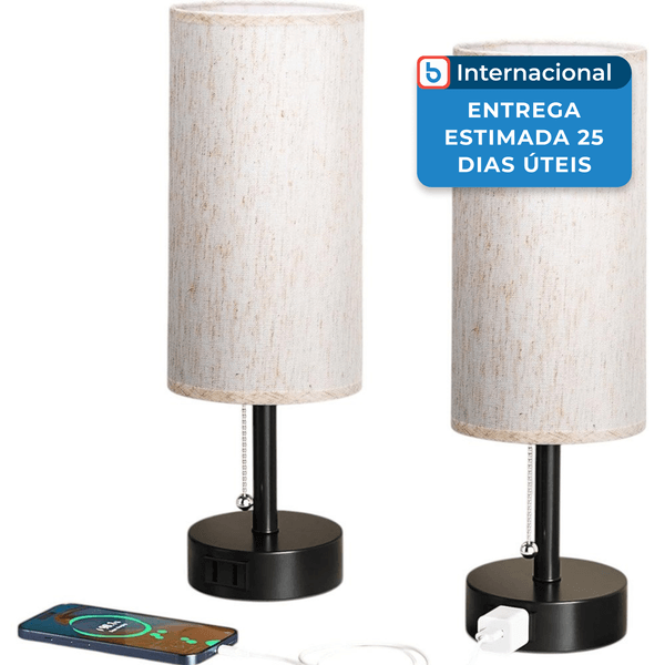 Luminária de Mesa LED 2 Peças Fenmzee Creme A-MBI