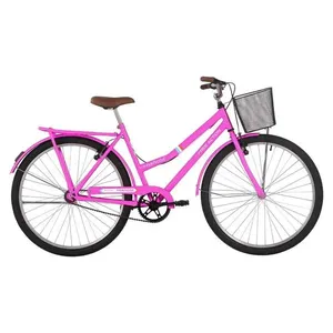 Bicicleta Urbana Paradise Aro 26 Quadro Aço 1 Marcha V-Brake Rosa Chicle Free Action Bicicleta Paradise Urbana Aro 26 Quadro Aço 1 Marcha Rosa Chicle Free Action