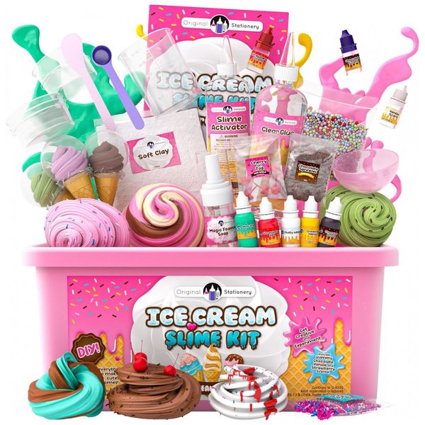 Kit de Slime Divertido Fábrica de Sorvete Fofa com 31 Complementos, 7 a 12 Anos, Original Stationery 110v