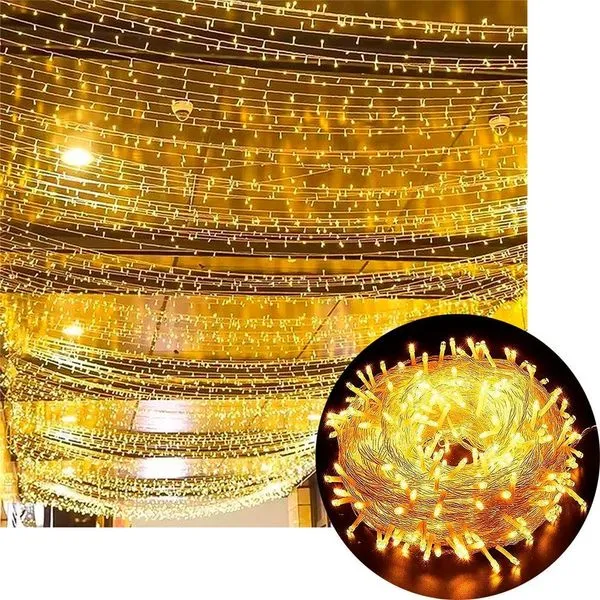 Pisca Cordão Varal Natal 300 Lâmpadas Leds Amarelo 220V 25M para Decoração Interna e Externa Outras Marcas Pisca Cordão Natalino Varal 300 Lâmpadas Leds 25M Baixo Consumo Amarelo 220V Outras Marcas
