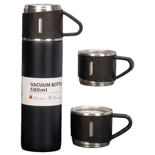 Garrafa Térmica Anhui Com 3 Xícaras 500ml Preto E-BI