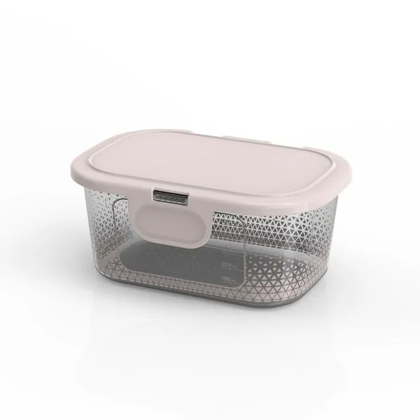 Pote Retangular Prisma Com Tampa Fixa Plástico Branco 600ml AD0185 - Potte