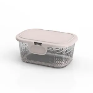 Pote Retangular Prisma Com Tampa Fixa Plástico Branco 600ml AD0185 - Potte