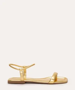 rasteirinha metalizada bico quadrado oneself dourado 33