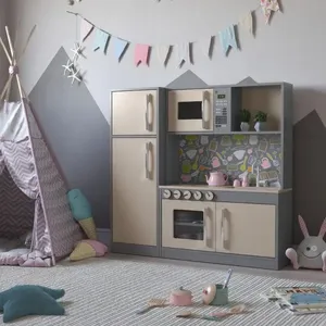 Cozinha Infantil CompletacomMicroondas Forno Fogão E Refrigerador Helena Cinza