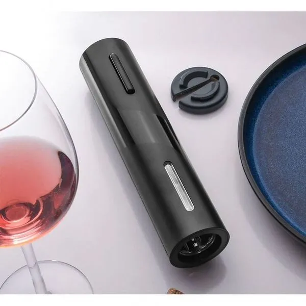 Saca Rolhas Elétrico para Vinho Abridor Espiral a Pilha com Cortador de Lacre Preto Grupo Shopmix Saca Rolhas Elétrico Abridor Espiral a Pilha com Cortador de Lacre Preto Grupo Shopmix