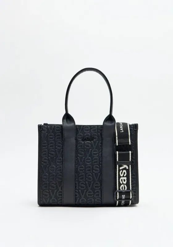 Bolsa Tote Com Estampa De Alta Frequência Preto U