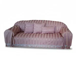 Manta Xale sofa gigante tecido jacquard listras rosa 1,80x2,80